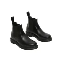 Schwarze Leder Stiefel mit Klettverschluss