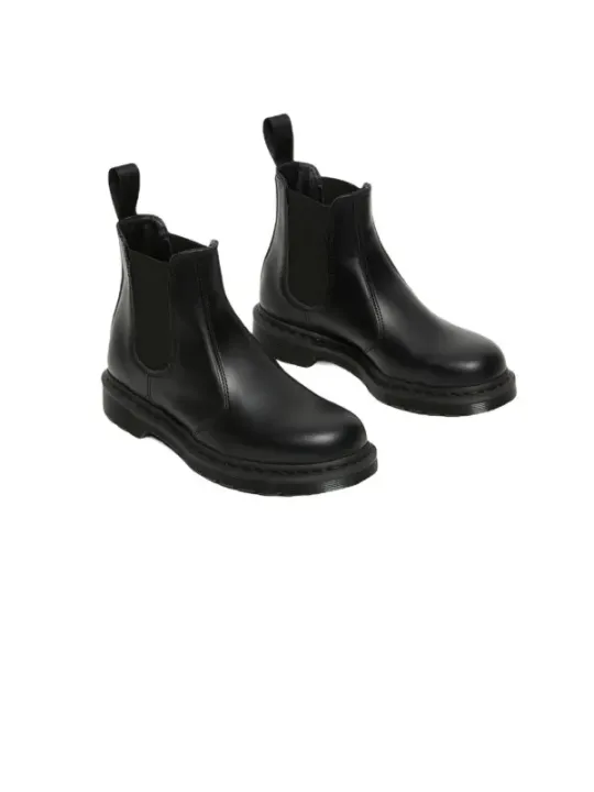 Schwarze Leder Stiefel mit Klettverschluss