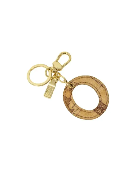 Leder Schlüsselanhänger mit Geo-Print