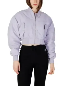 Lilafarbene Cropped Calvin Klein Bomberjacke