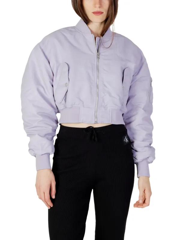 Lilafarbene Cropped Calvin Klein Bomberjacke