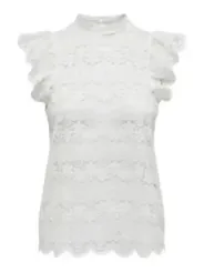 Weißes Spitzenoberteil kurze Ärmel