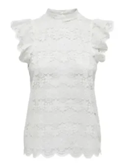 Weißes Spitzenoberteil kurze Ärmel