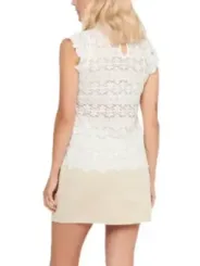 Weißes Spitzenoberteil, geometrisches Design Kleid