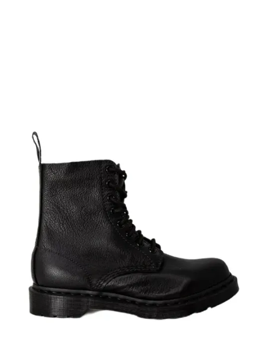 Schwarzer Dr. Martens Lederstiefel Seitenansicht