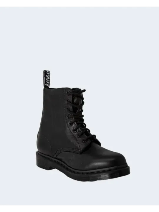 Schwarzer Dr. Martens Stiefel Seitenansicht