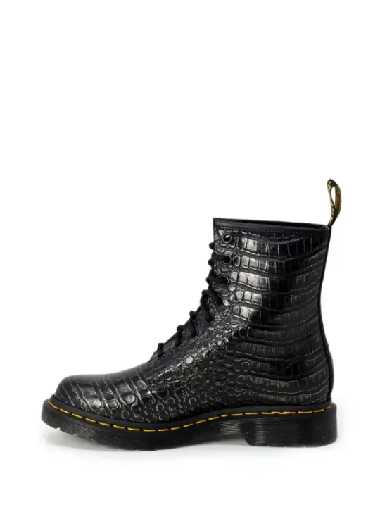 Schwarze Dr. Martens Kroko-Lederstiefel