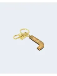 Goldfarbener Schlüsselanhänger mit Lederinitiale J