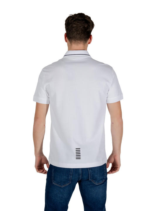 Weißes EA7 Poloshirt mit Piping