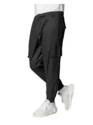 Dunkle graue Hosen mit Kordelzug