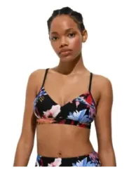 Schwarzer Bikini mit floralem Print