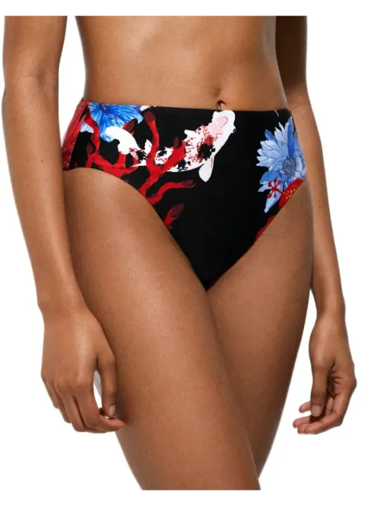 Blumige Desigual High-Waist-Bikinihose