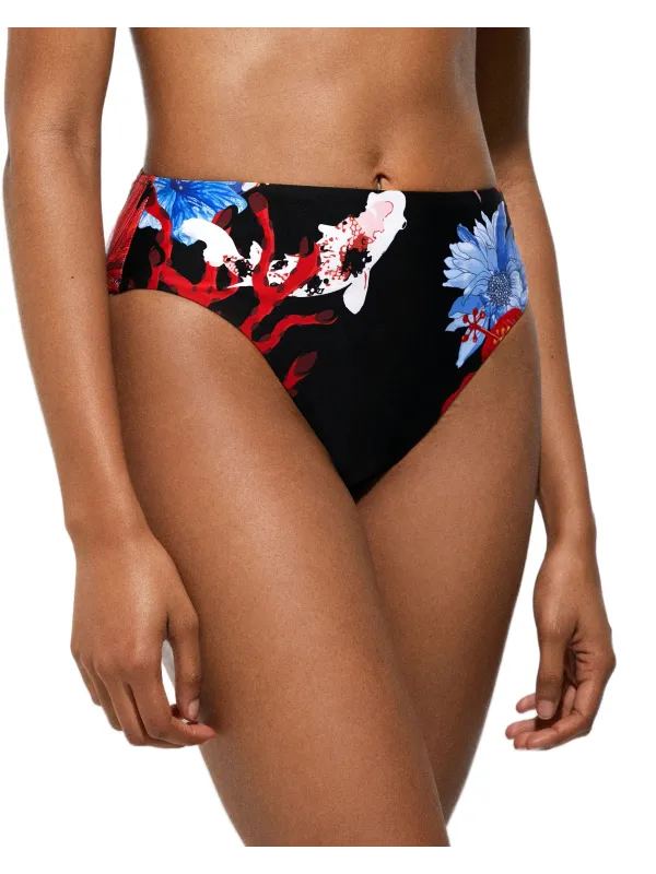 Blumige Desigual High-Waist-Bikinihose
