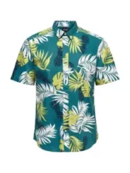 Teil Teal Tropical Hemd Herren