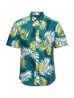 Teil Teal Tropical Hemd Herren