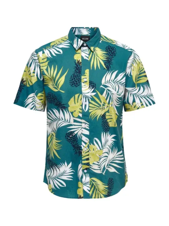 Teil Teal Tropical Hemd Herren