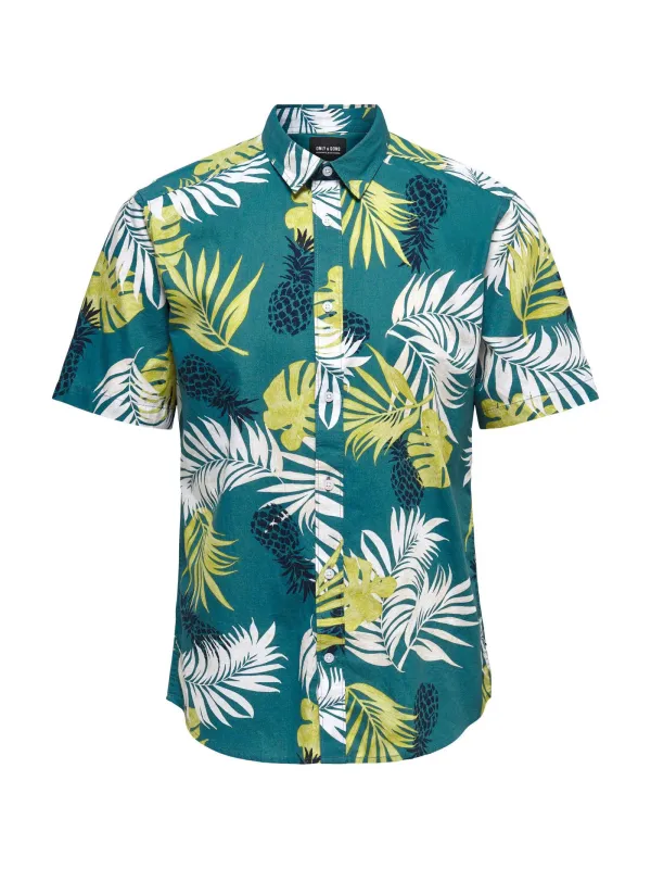 Teil Teal Tropical Hemd Herren