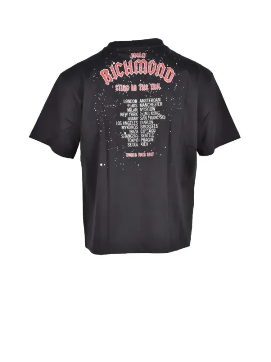 Schwarzes T-Shirt mit Galaxie-Design