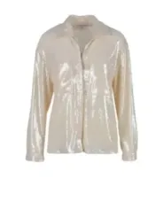 Cremefarbene Patrizia Pepe Lederjacke mit Kragen