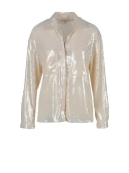 Cremefarbene Patrizia Pepe Lederjacke mit Kragen