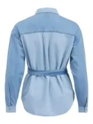 Helle blaue Vila Jeanshemd mit Gürtel