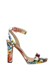 Blumiger Riemchensandal mit pinker Schnalle