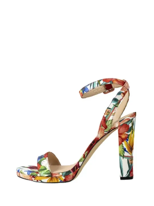 Florale Knöchelriemen High Heels