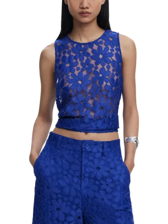 Blauer Blumenspitze Zwei-Teiler Desigual