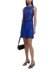 Royalblaues Spitzenkleid von Desigual knielang