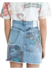 Desigual Jeansrock mit Fransenbund