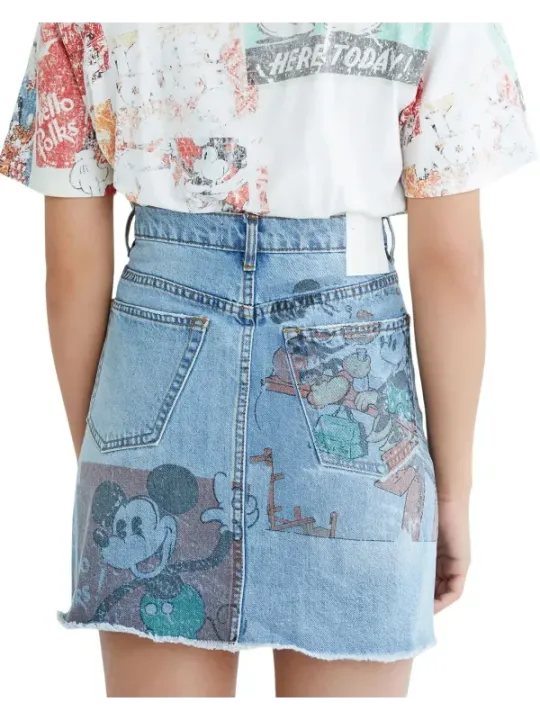 Desigual Jeansrock mit Fransenbund