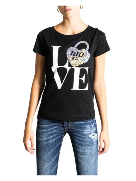 Love Moschino Herzschloss T-Shirt Damen