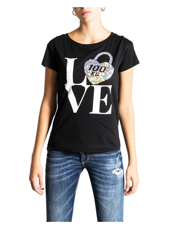 Love Moschino Herzschloss T-Shirt Damen