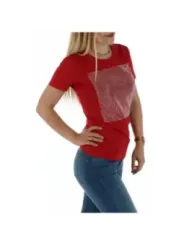 Rotes T-Shirt mit weißem Reißverschluss