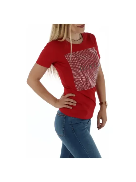 Rotes T-Shirt mit weißem Reißverschluss