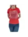 Rotes Guess T-Shirt mit Strasssteinen
