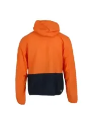 Orange und schwarze Kapuzenjacke hinten