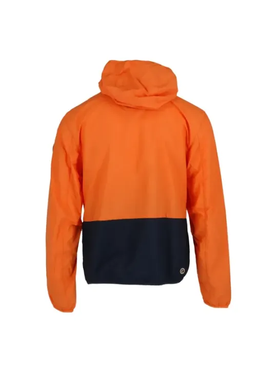 Orange und schwarze Kapuzenjacke hinten