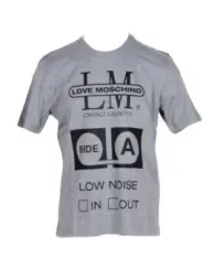Grauer Moschino T-Shirt mit Kassetten-Design