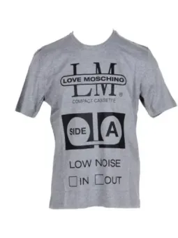 Grauer Moschino T-Shirt mit Kassetten-Design