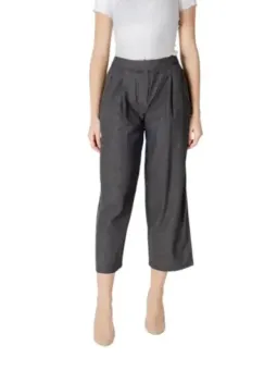 Graue, figurbetonte Cropped Hosen Ichi