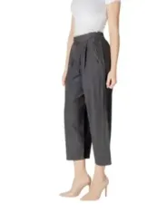 Dunkelgraue hochtaillierte Cropped Hose Ichi