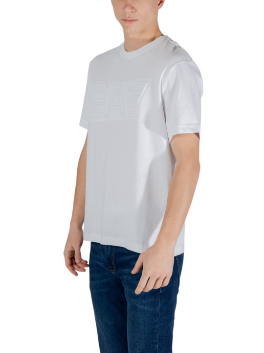 Weißes Ea7 Herren T-Shirt aus Baumwolle
