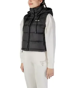 Schwarze Guess Pufferweste mit Kapuze