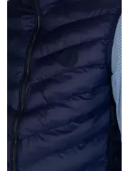 Dunkle blaue gesteppte Weste mit Logo