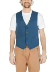 Blaues Weste mit orangefarbenen Akzenten