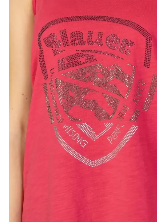 Pink Blauer Logo-Top für Frauen