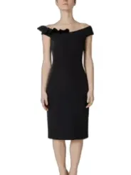 Schwarzes Rüschen-Asymmetrie-Kleid Sandro Ferrone