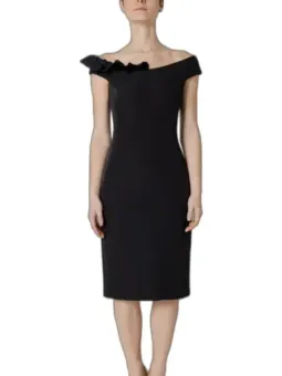 Schwarzes Rüschen-Asymmetrie-Kleid Sandro Ferrone