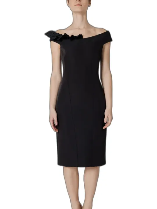 Schwarzes Rüschen-Asymmetrie-Kleid Sandro Ferrone